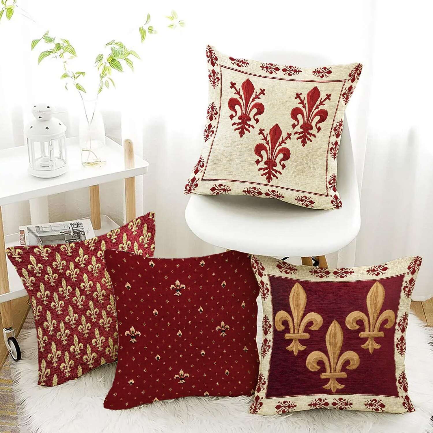 Fleur de Lis Double Side Pillow Cover 4PC