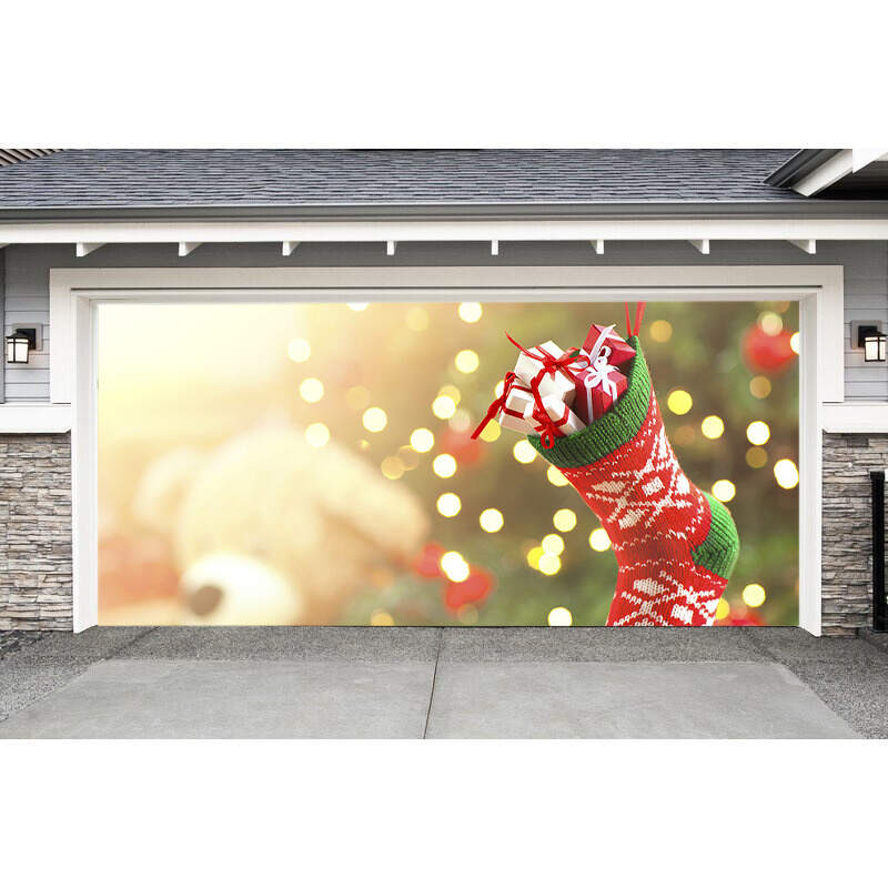 Christmas stocking garage door banner ornament