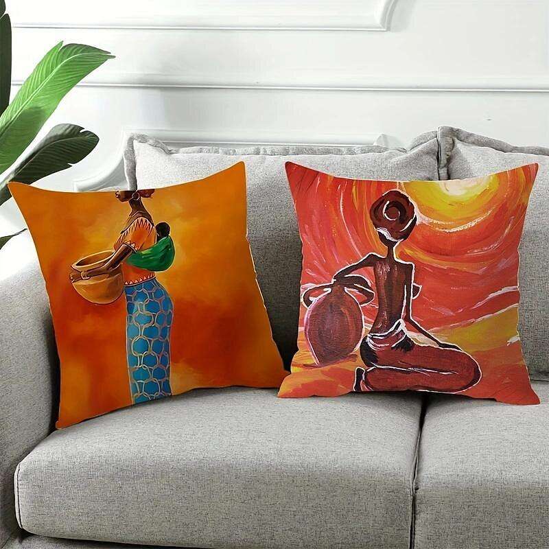 African Women Double Side Pillow Cover 4PC Soft