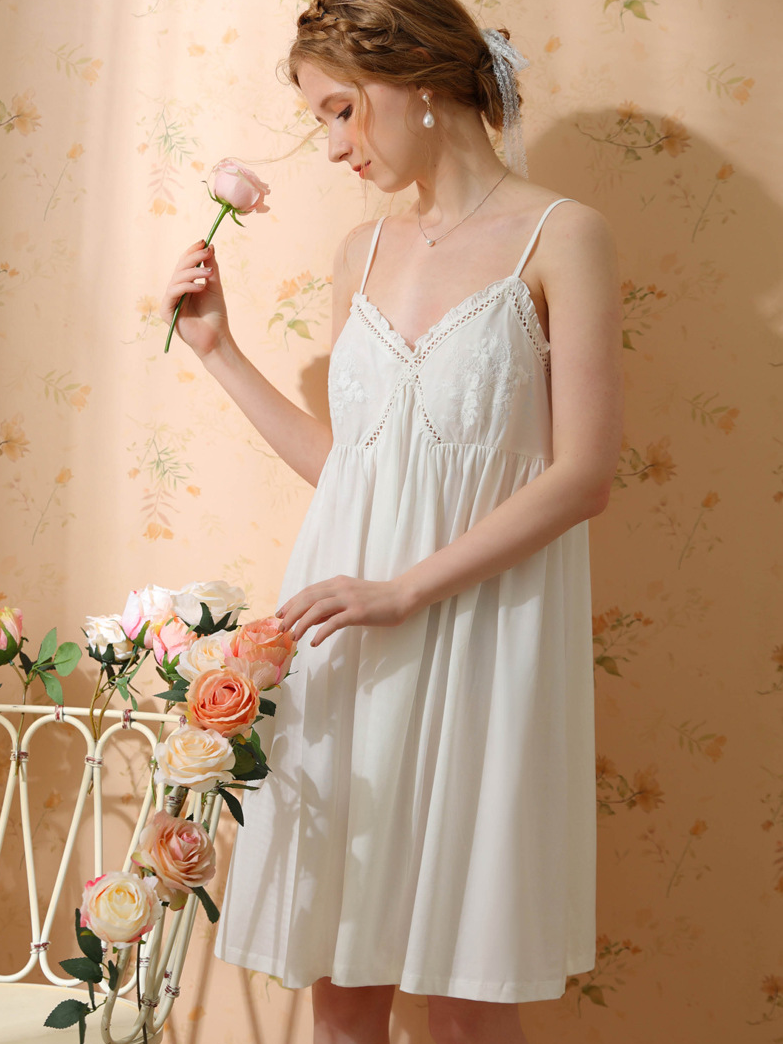 Cotton Simple V Neck Nightdress