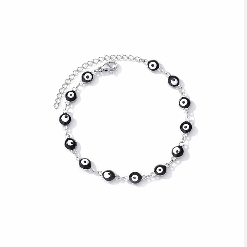 Stainless Steel Evil Eye Anklets For Women Enamel Round Leg Chain Blue Evil Eye Anklets Bracelet Summer Beach Foot Jewelry Gift