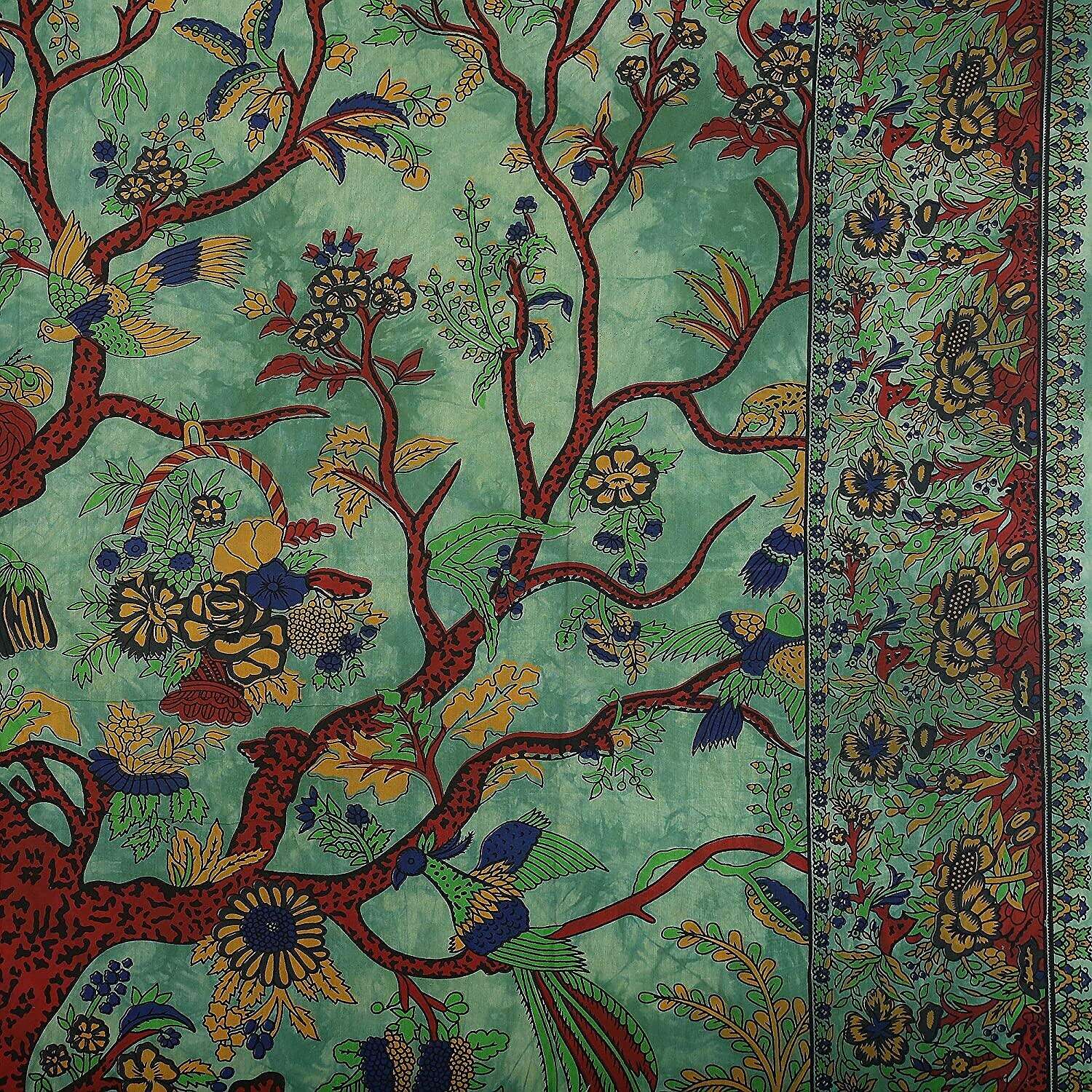 Tapestry Green Tree of Life Wall Hanging