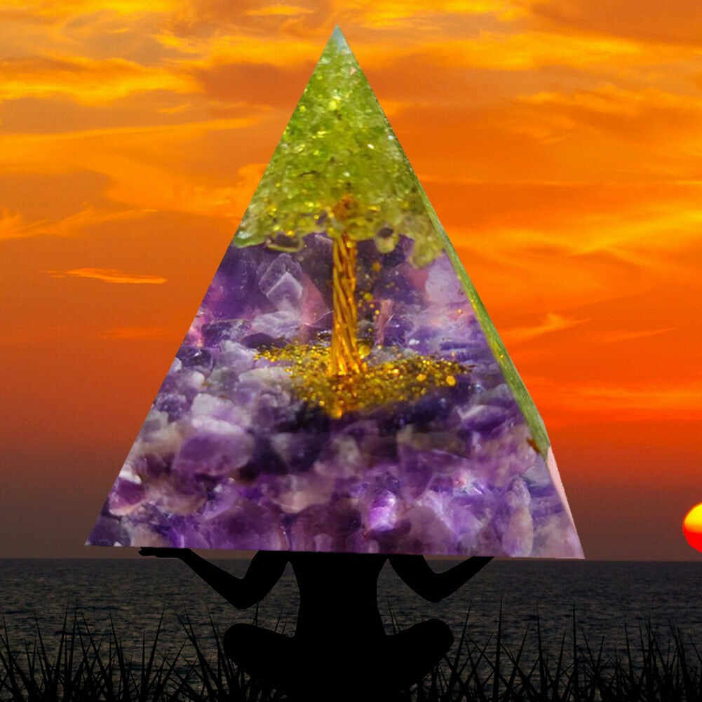 Tree of Life Crystal Energy Orgonite Pyramid