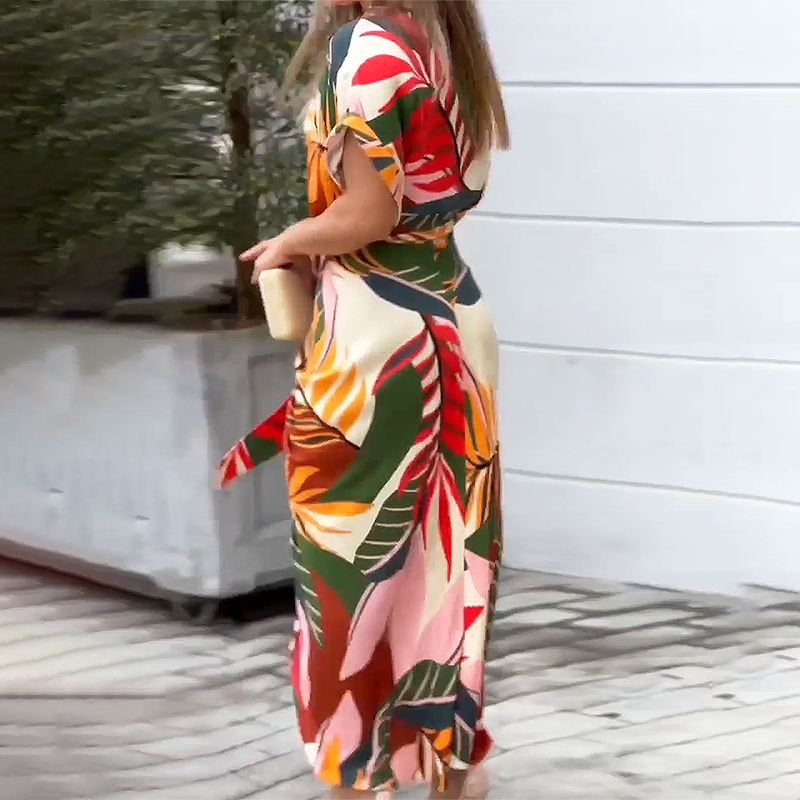 Leaf Print Midi Dress