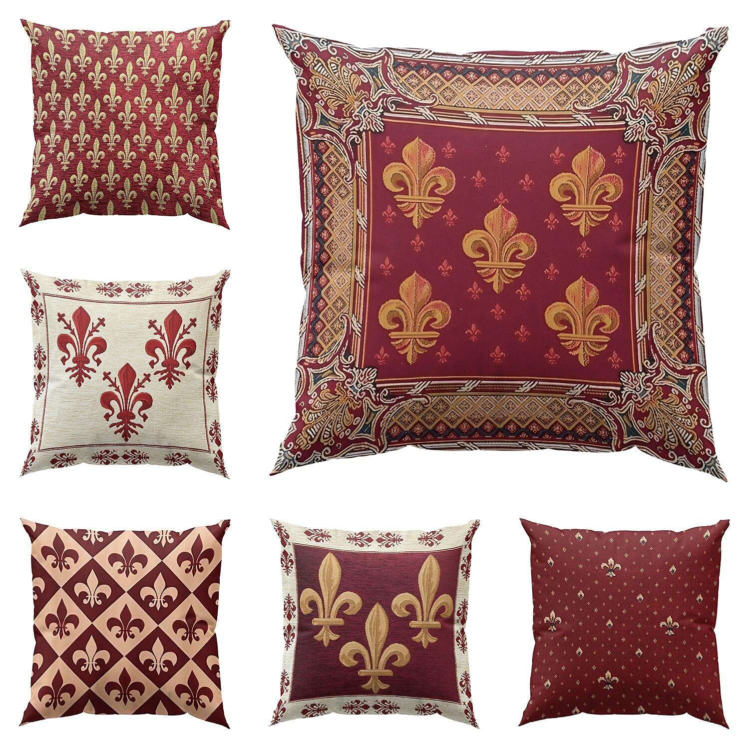 Fleur de Lis Double Side Pillow Cover 4PC