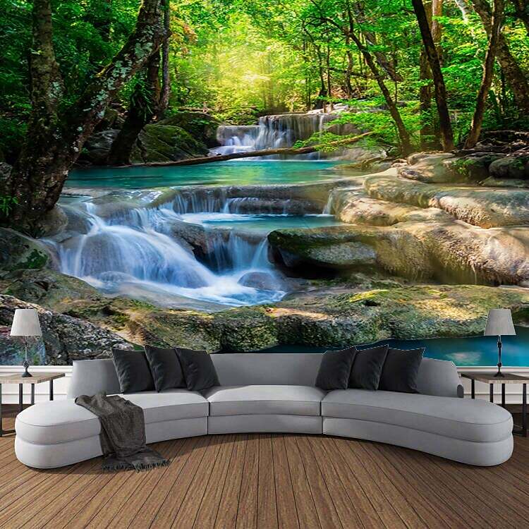 Magnificent Waterfall Forest Scenery Tapestry Art Decoration