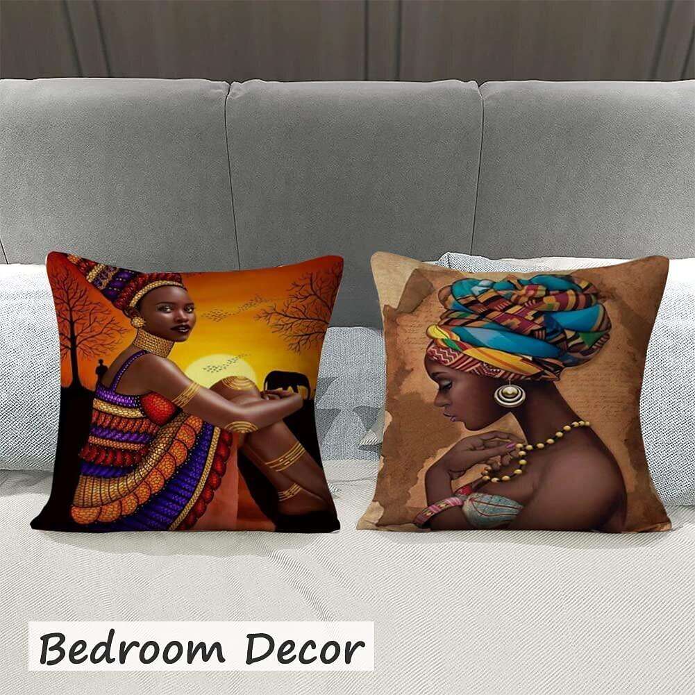 African Women Double Side Pillow Cover 4PC Soft