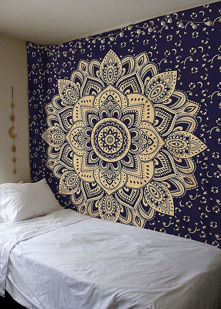 Mandala Bohemian Wall Tapestry Boho Hippie Psychedelic Floral Flower Lotus Indian