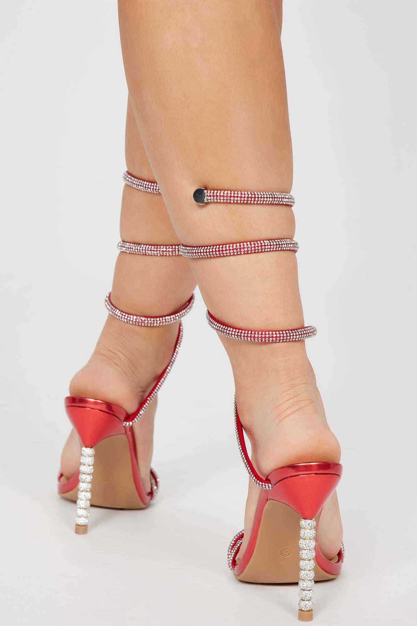 Overnight Party Strappy Heeled Sandals   Red