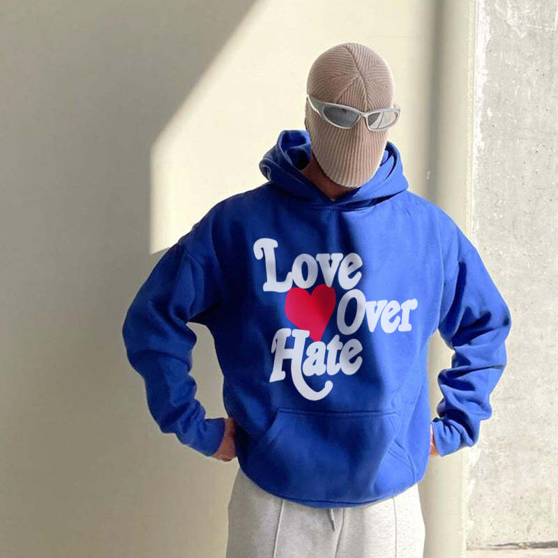 Love Over Hate Print Hoodie