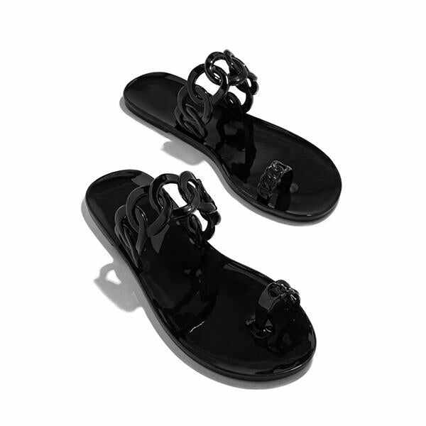 Casual Toe Loop Detailing Jelly Sandals