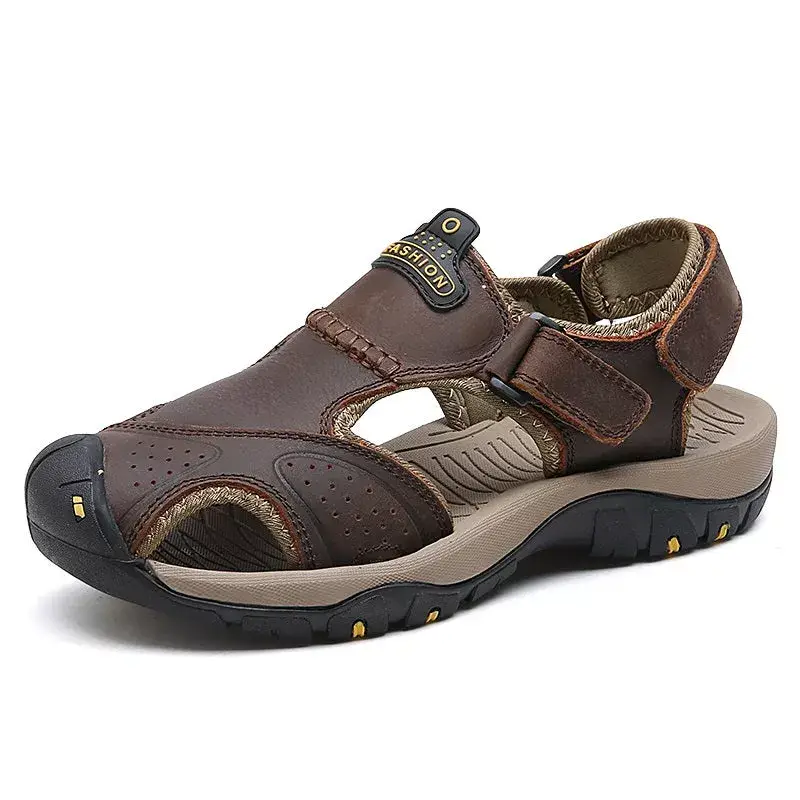 Mens Gladiator Beach Sandals - Genuine Leather - Comfort Support