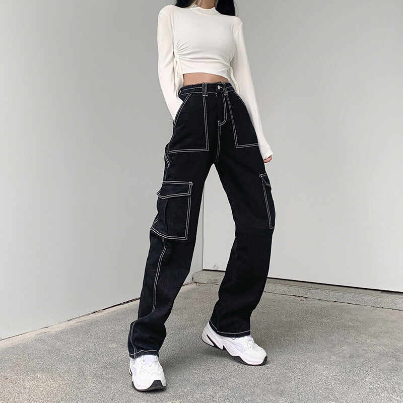 Black Straight High-rise Jeans