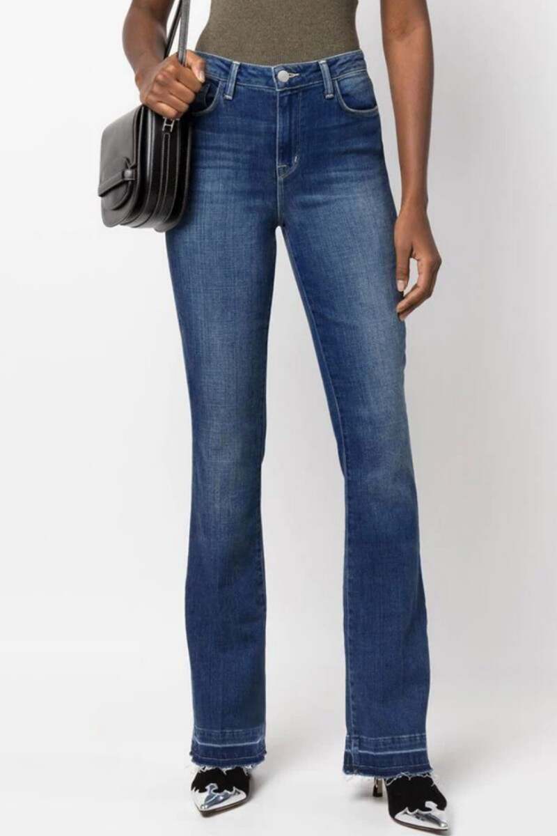 Deep Blue Casual Solid Patchwork High Waist Skinny Denim Jeans