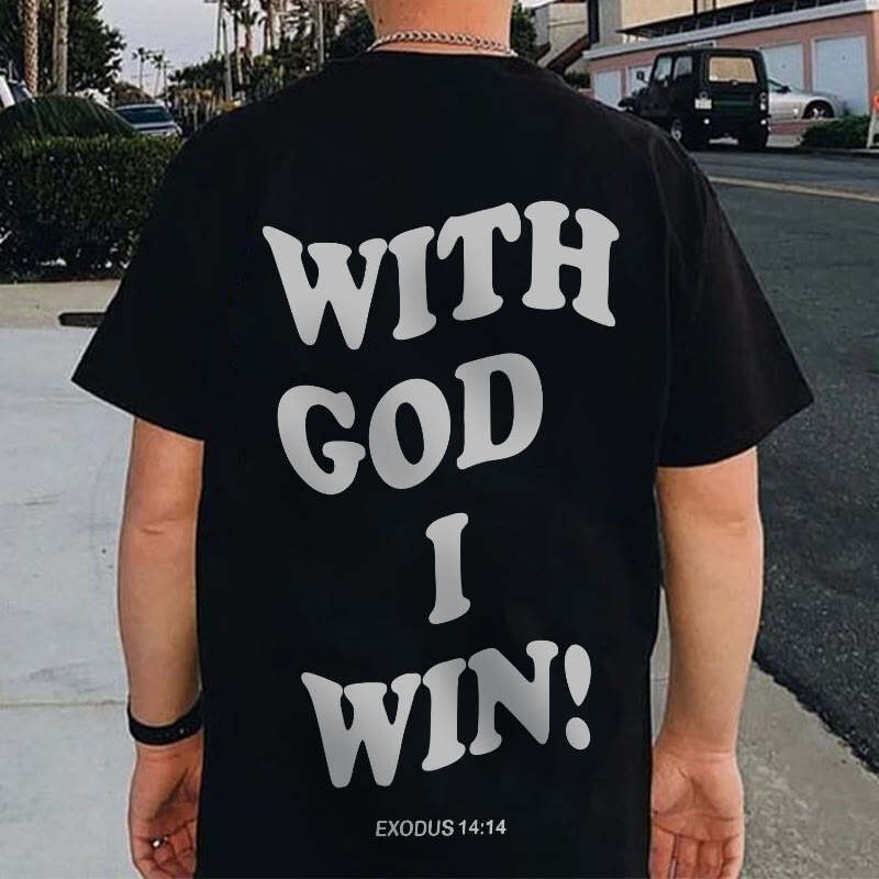 With God I Win Print Men's T-shirt