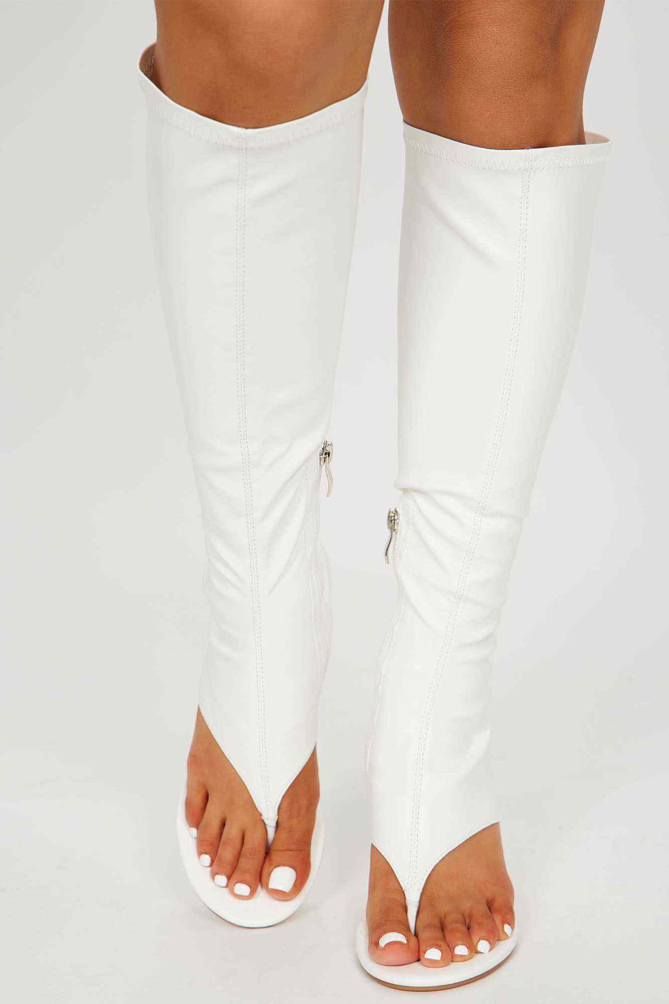 Annalise Knee High Heels   White