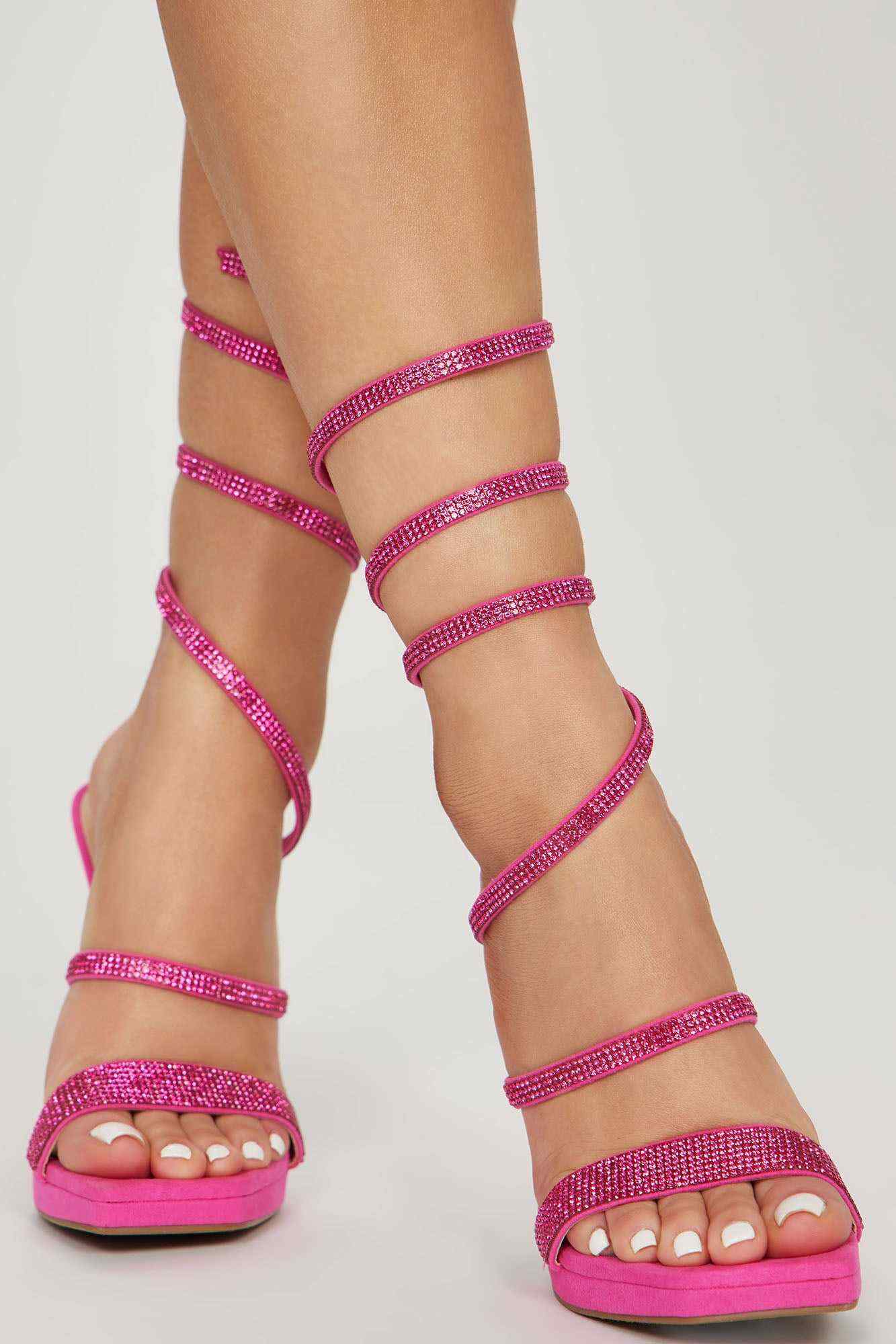 Bring Out The Wild Side Heeled Sandals   Hot Pink