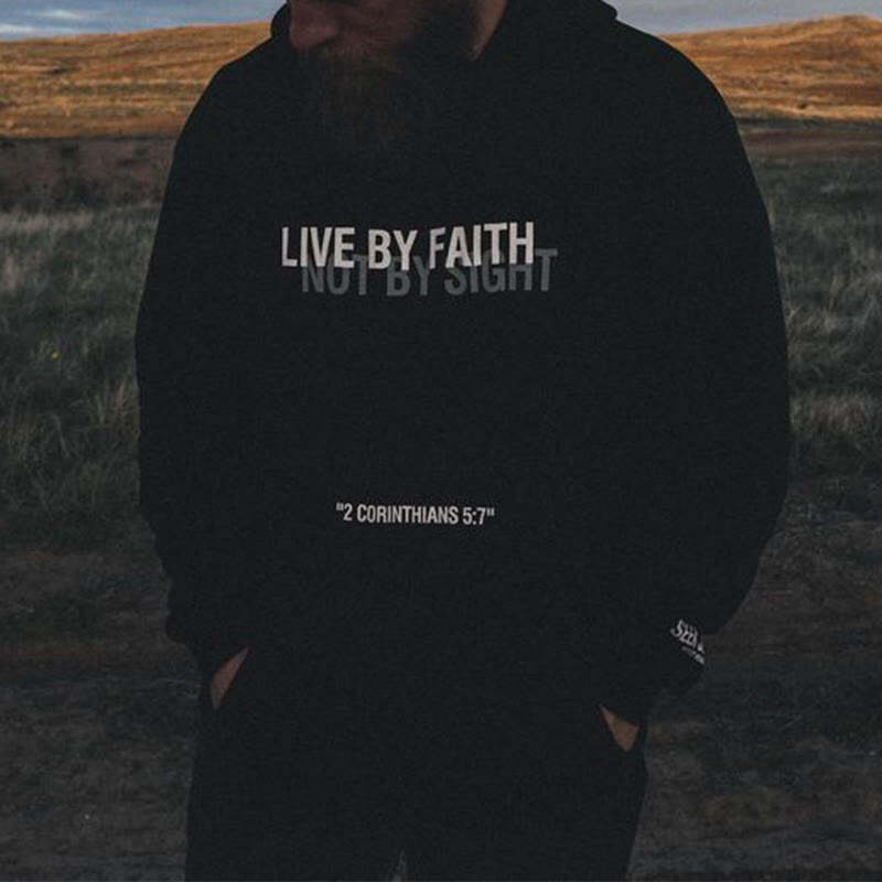 Live By Faith Not By Sight Print Hoodie