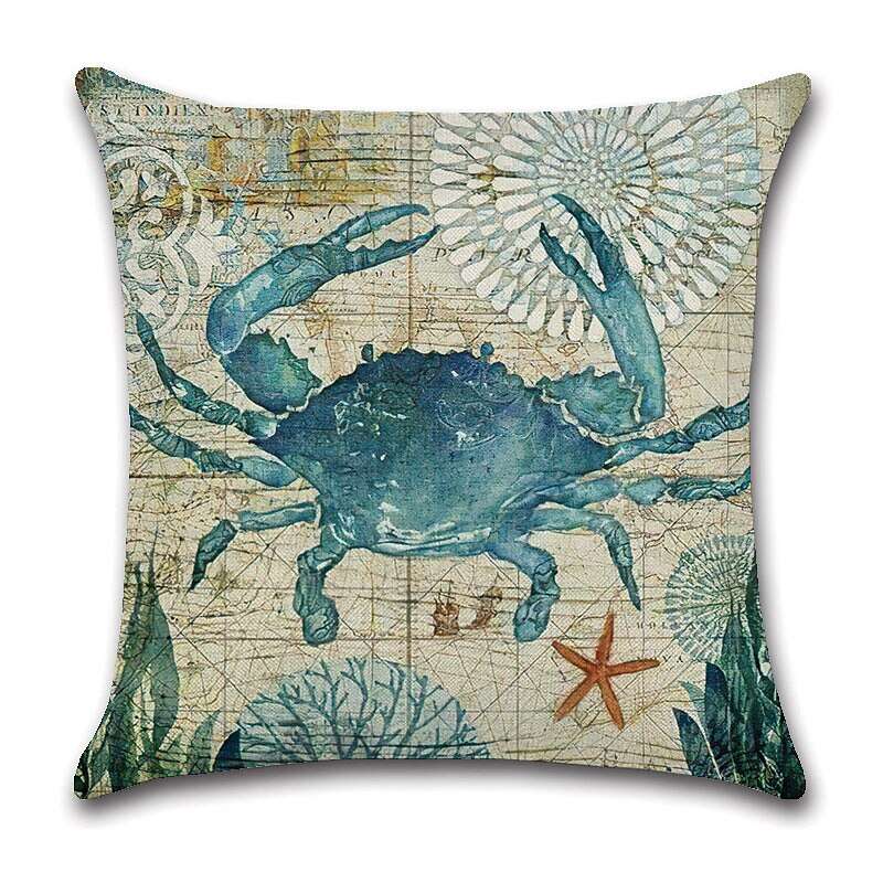 1pc Throw Pillow Cover Ocean Tutle Animal Zipper Traditional Classic Outdoor Cushion for Sofa Couch Bed Chair