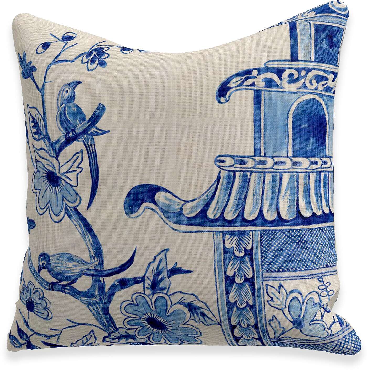 Blue And White Porcelain Flowers Cushion Cover 4PCS Soft Decorative Square Throw Pillow Cover Cushion Case Faux Linen Pillowcase for Sofa Bedroom Superior Quality Mashine Washable