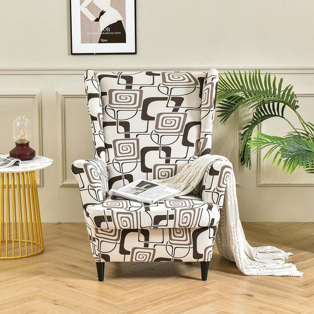 Stretch Wingback Chair Cover IKEA STRANDMON with Seat Cushion Cover