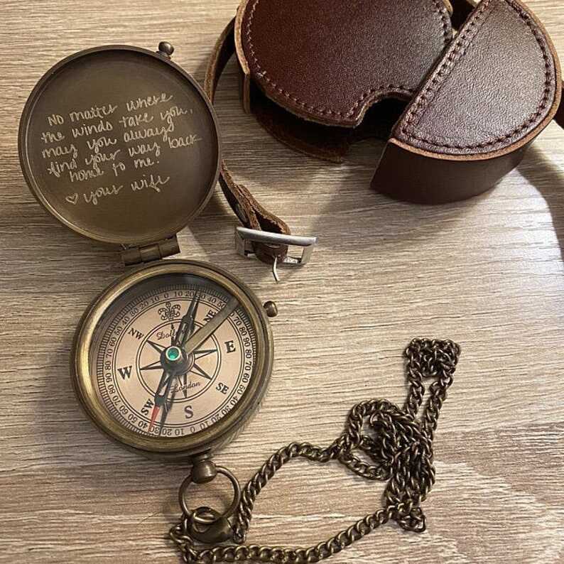 Personalized Engraved Working Compass with Custom Handwriting, Gift for Men Anniversary, Gifts for Dad Birthday