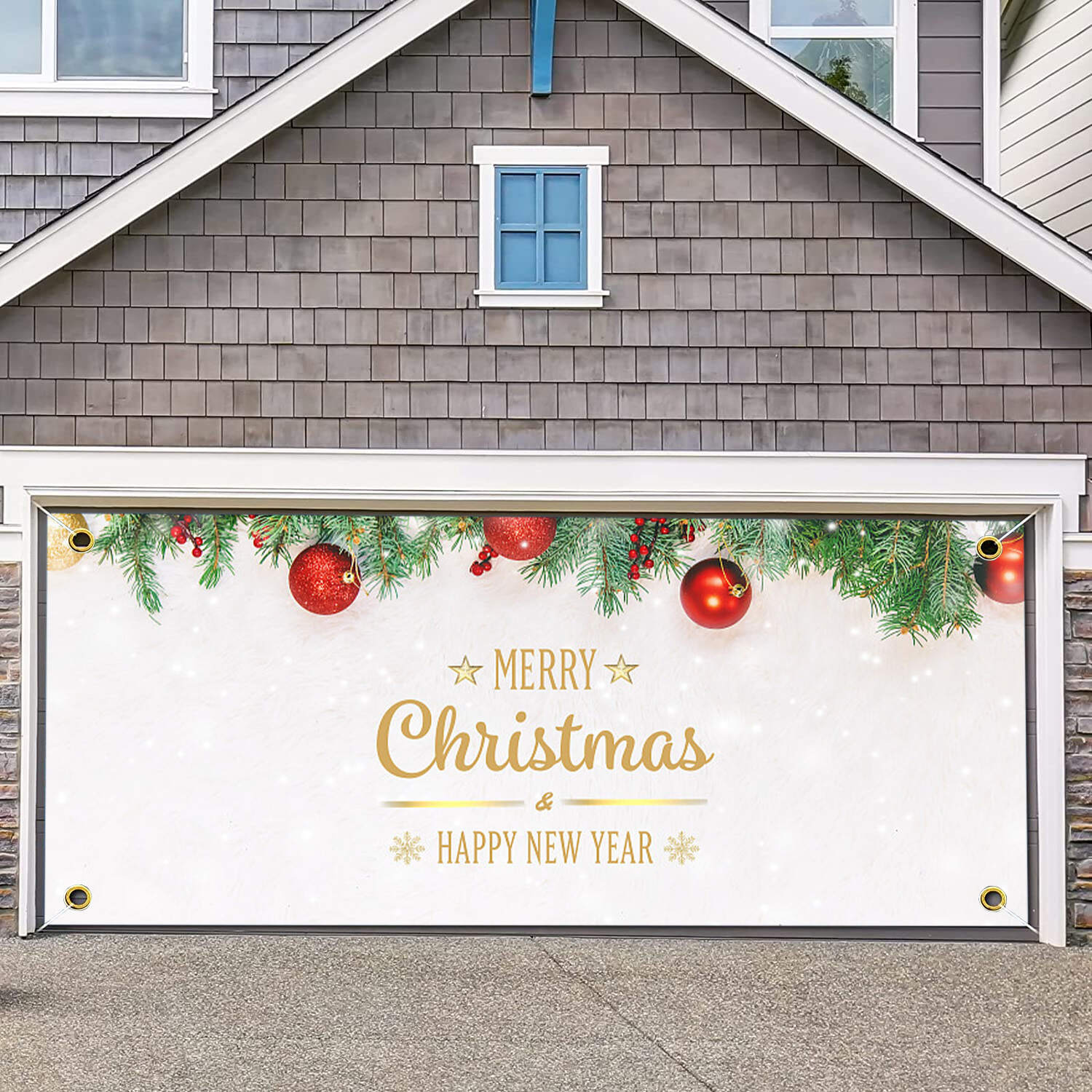 Merry Christmas garage door banner ornament