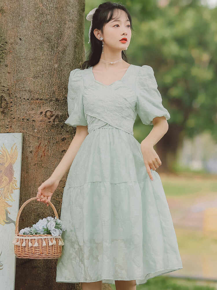 Puff Sleeve Waist Dress