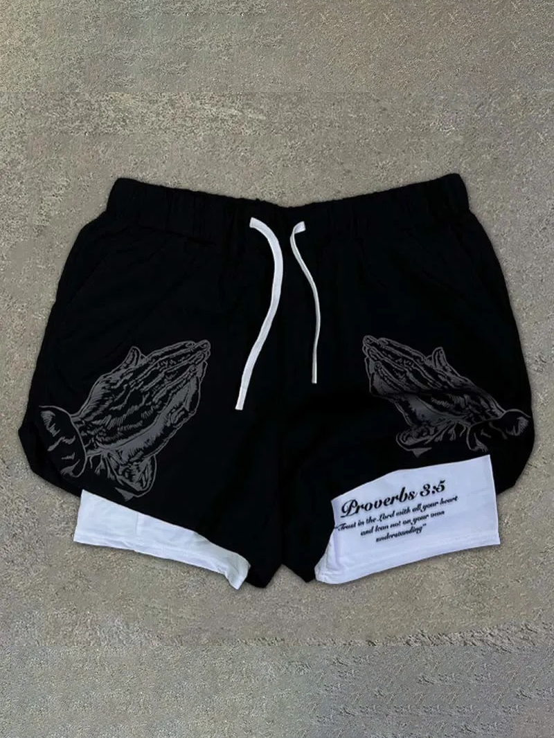 Men's Praying Hands Print Shorts