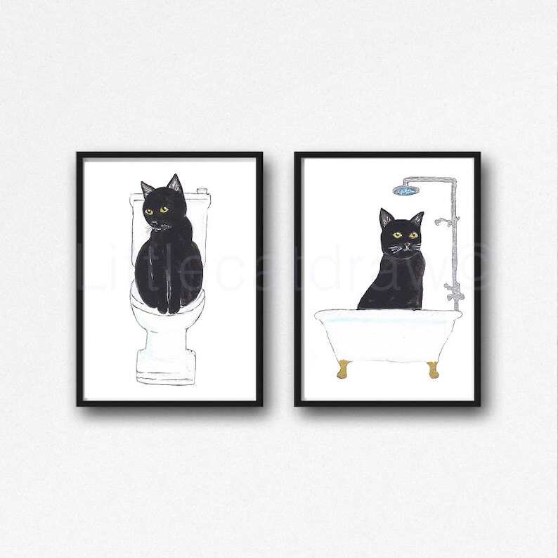 Black Cat Print Painting Print Cat Lover Gift Cat Decor Cat Art Decor Wall Art Home Decor Cat Lover Gift Unframed Select Your Print