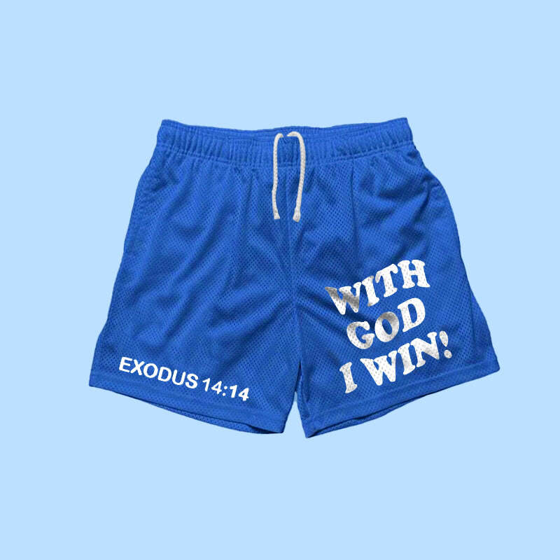 With God I Win Print Shorts