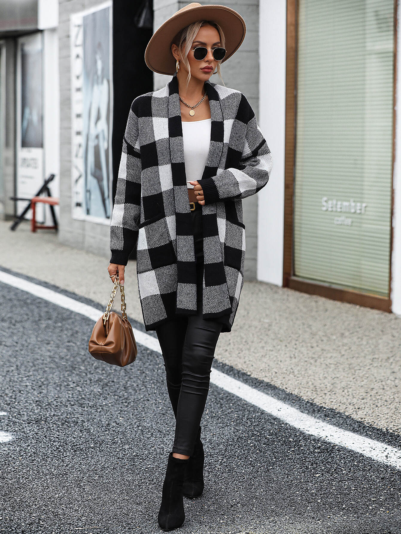 60% off -  Plaid texture sweater jacket - Special offer