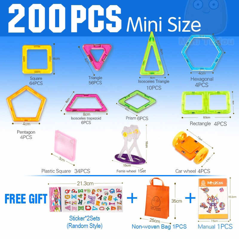 Mini 200PCS - Magnetic Designer Constructor Toy