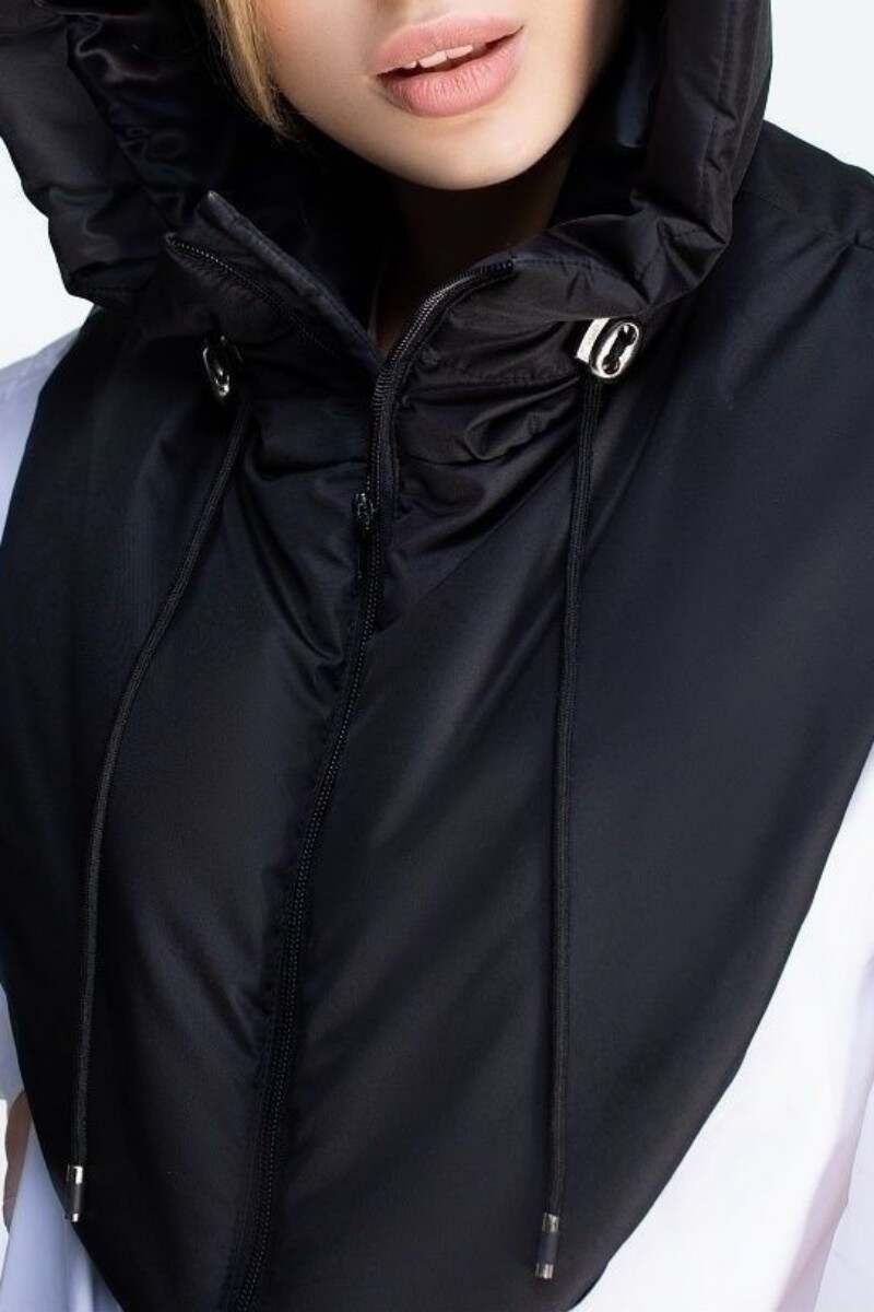 Black Casual Solid Patchwork Zipper Hooded Collar Outerwear