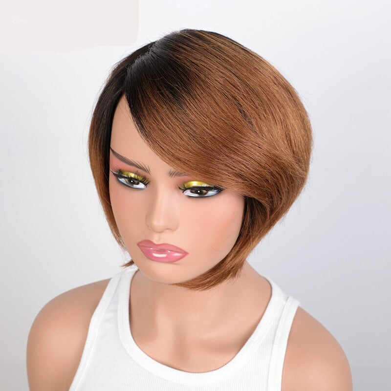 Brown Short Pixie Cut Bob Human Hair