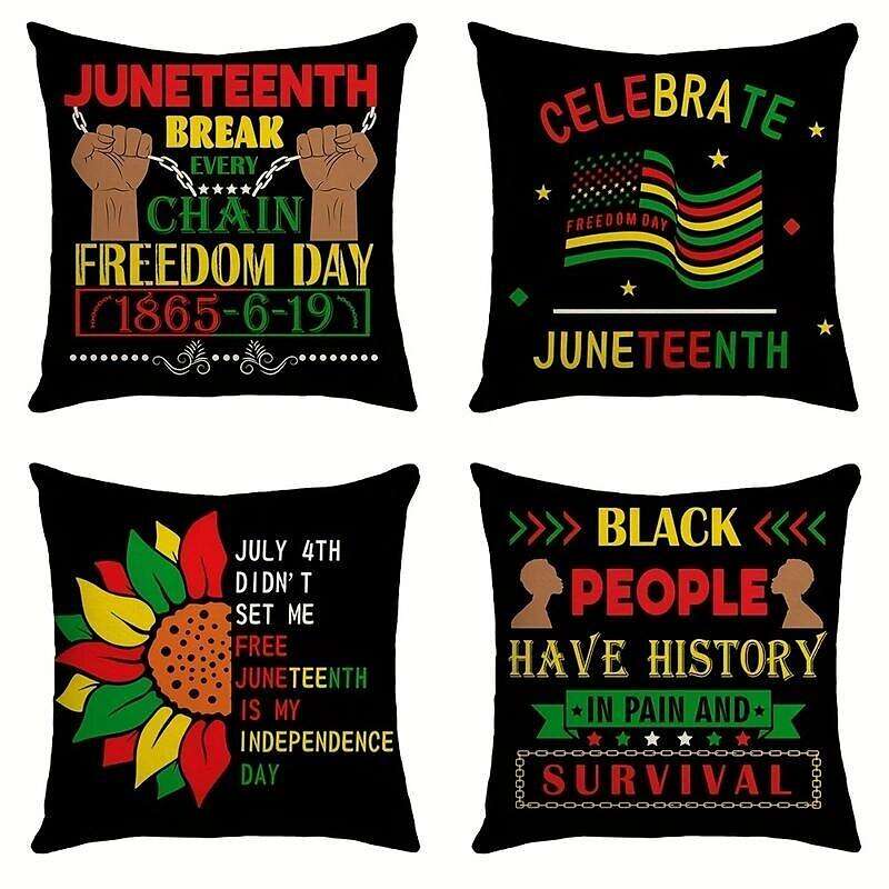 Black Freedom Day Juneteenth Double Side Pillow Cover 4PC