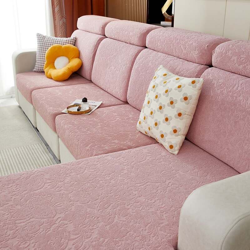 Stretch Sofa Seat Cushion Cover Slipcover Elastic Couch Sectional Armchair Loveseat 4 or 3 Seater L Shape Solid Soft Durable Washable