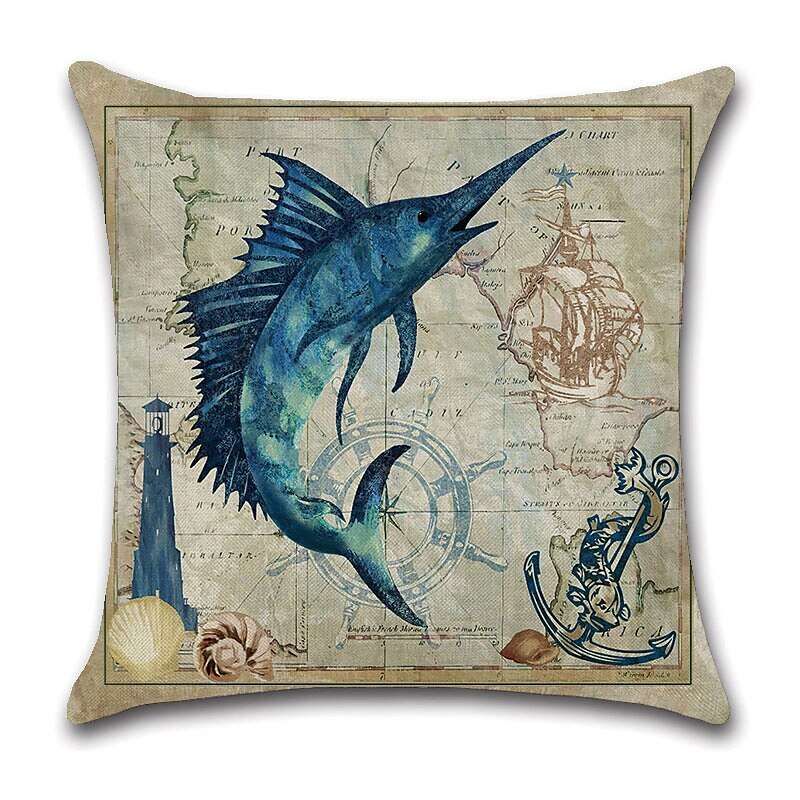 1pc Throw Pillow Cover Ocean Tutle Animal Zipper Traditional Classic Outdoor Cushion for Sofa Couch Bed Chair