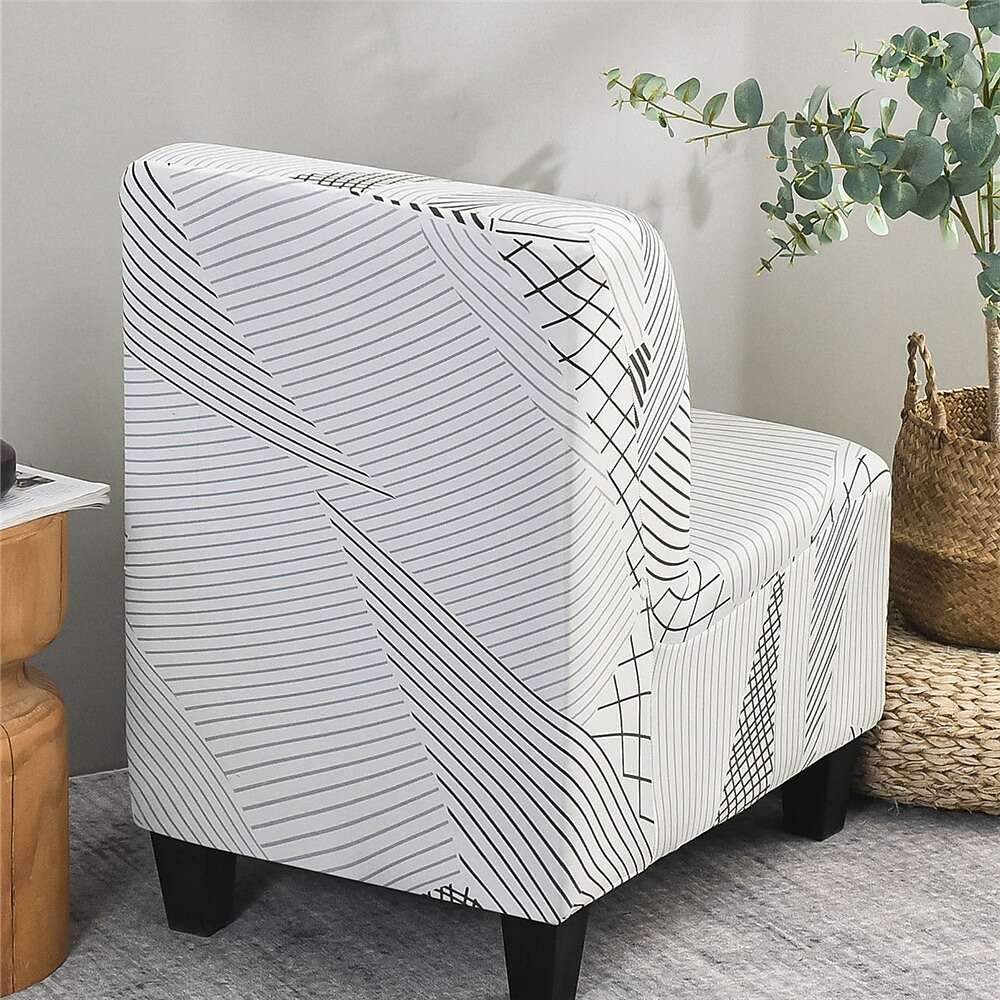 Stretc Accent Chair Cover Geometric Pattern