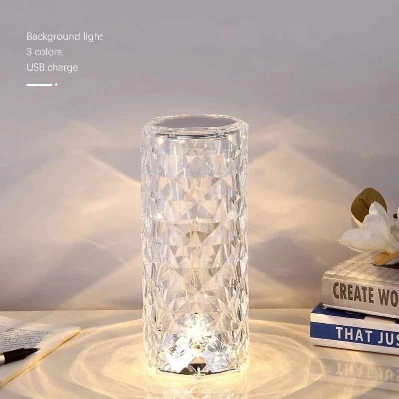 16 Color LED Crystal Rose Table Lamp