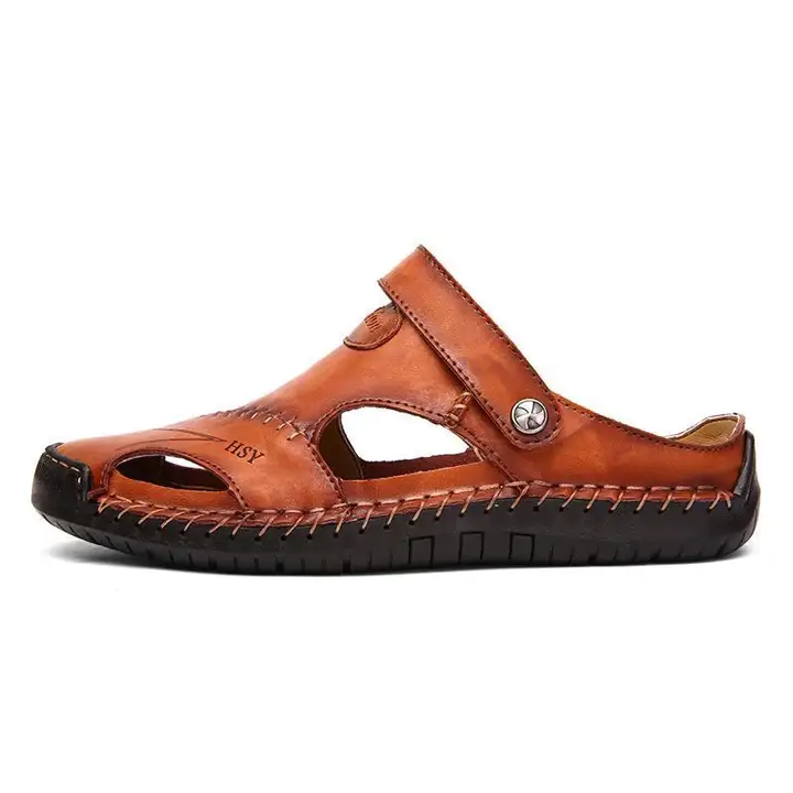 Men's Hand Stitching Soft Outdoor Closed Toe Leather Sandals