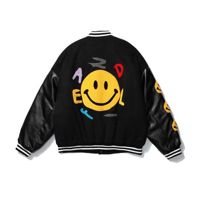 Smiling Face Bomber Varsity Jackets