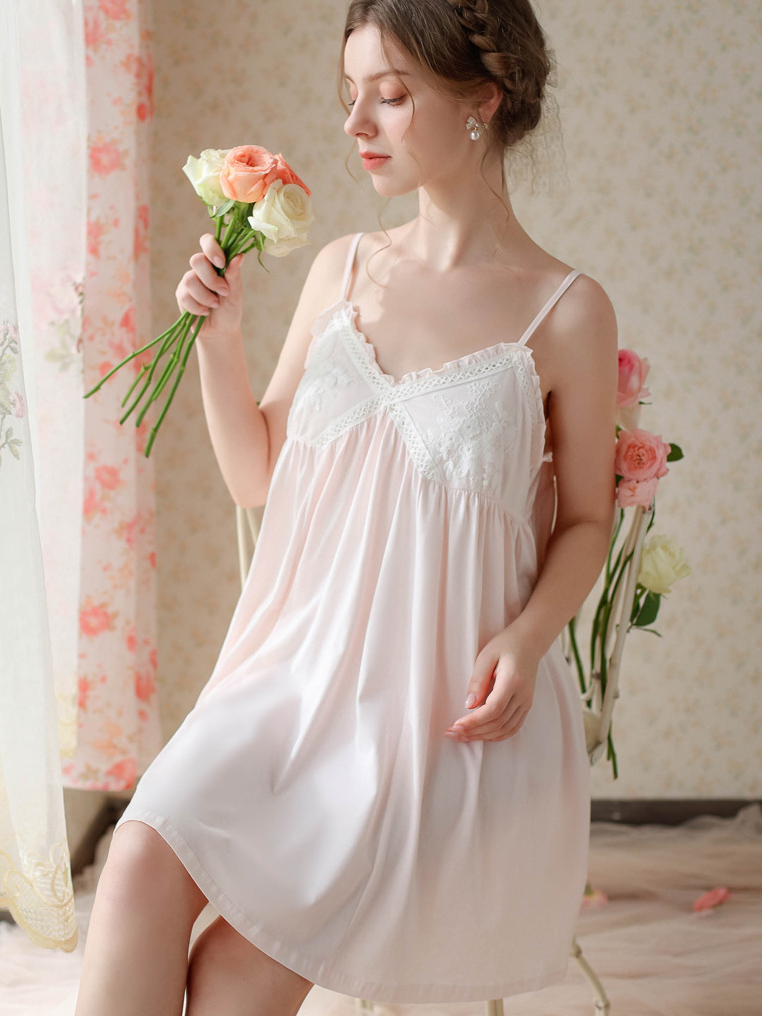 Cotton Simple V Neck Nightdress