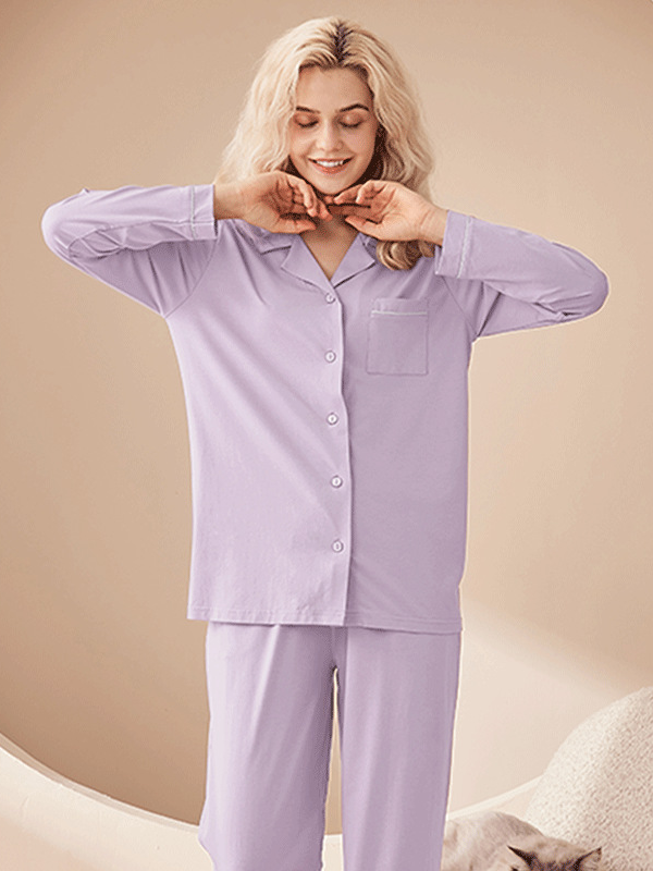 Regular Sleeve Casual Plain Loose Modal Pajama Set