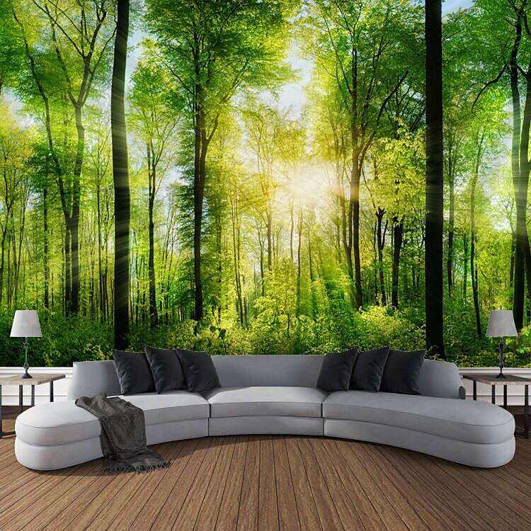 Tropical Forest Rainforest Landscape Wall Tapestry Magical Natural Green Tree