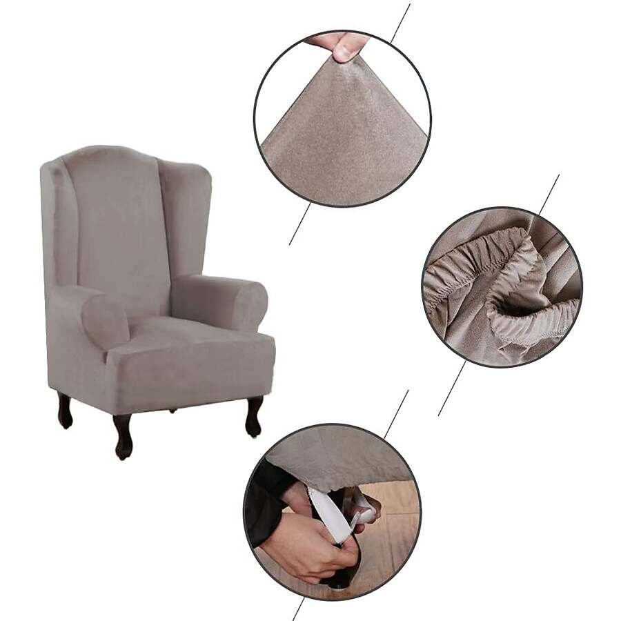 Water Repellent Stretch Wingback Chair Cover