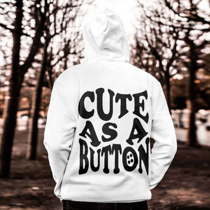 Cute As A Button Print Hoodie