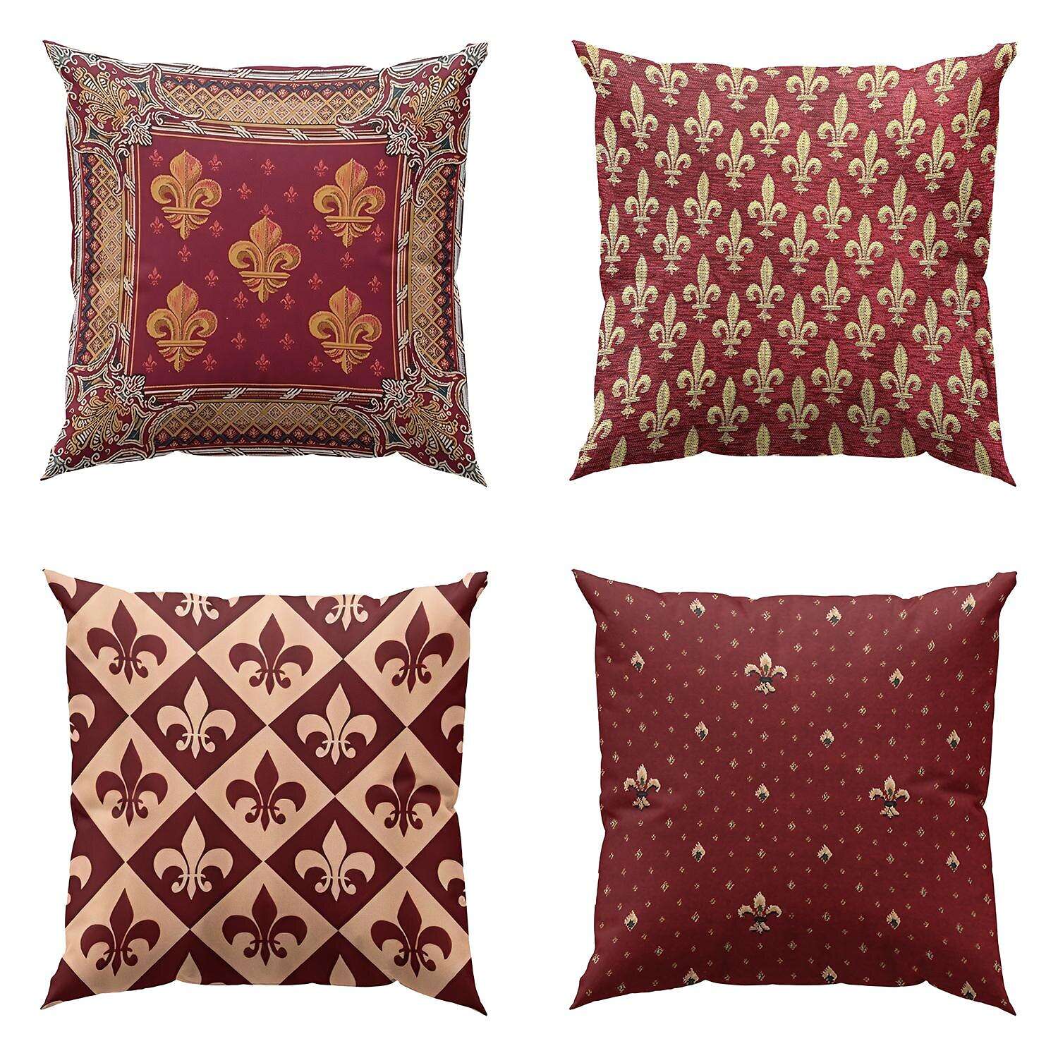 Fleur de Lis Double Side Pillow Cover 4PC