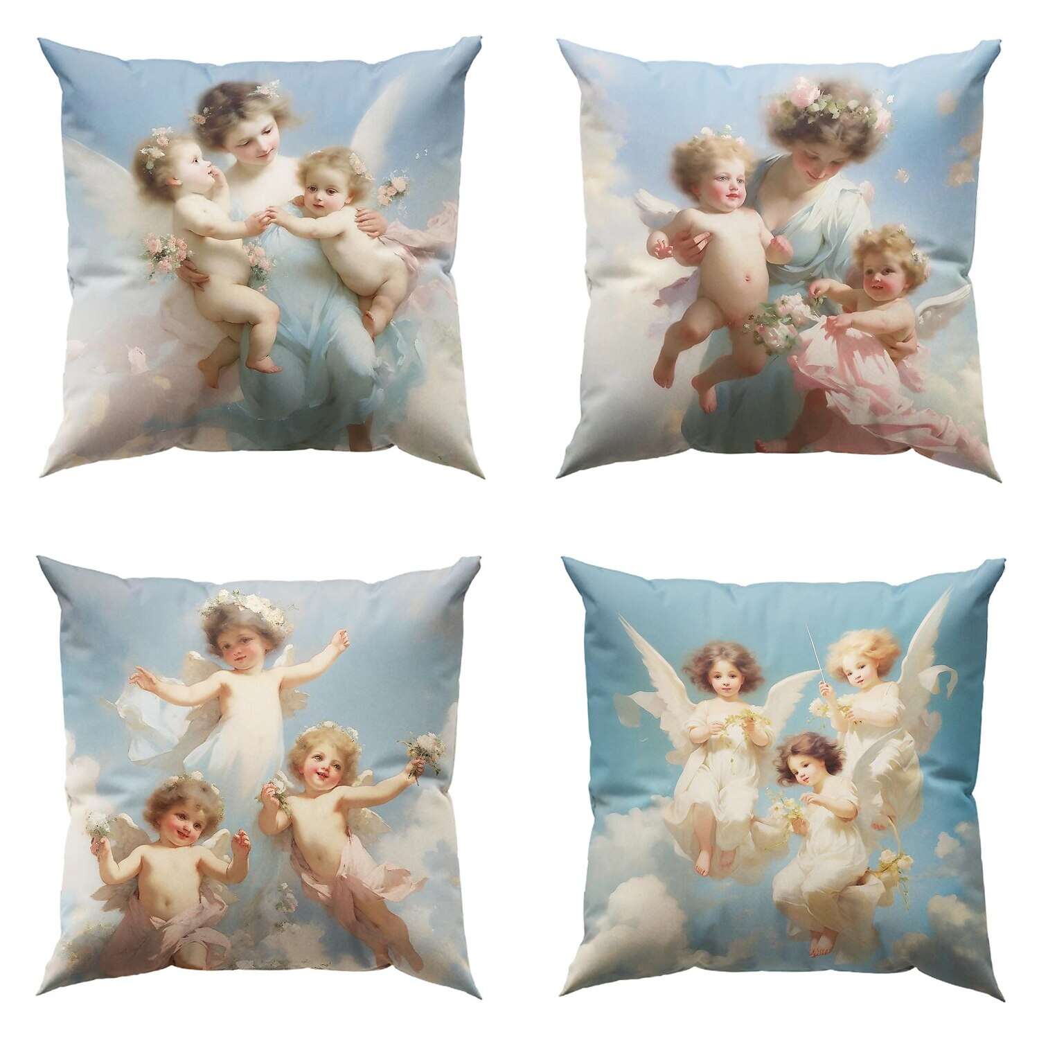 Renaissance Angels Double Side Pillow Cover 4PC