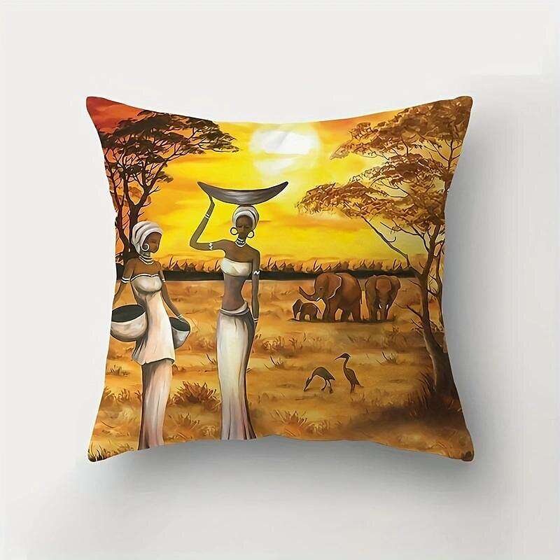 African Women Double Side Pillow Cover 4PC Soft